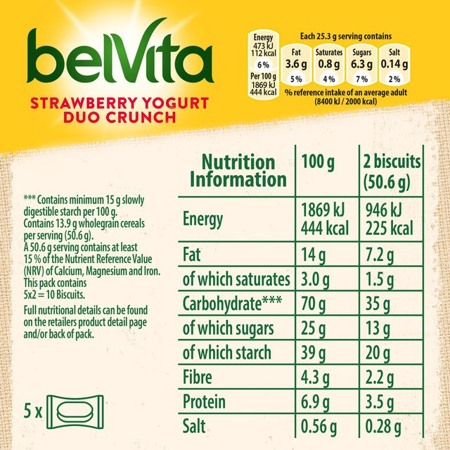 Belvita strawberry yogurt duo crunch breakfast biscuits - British product