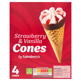 Sainsburys Strawberry Vanilla Cones 4x110ml