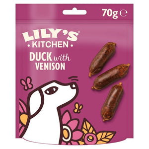Lily's Kitchen Scrumptious Duck & Venison Sausages Dog Treats 70g