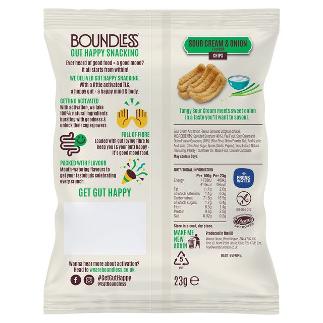 Boundless sour cream and onion crisps 24 x 23g multipack - British product