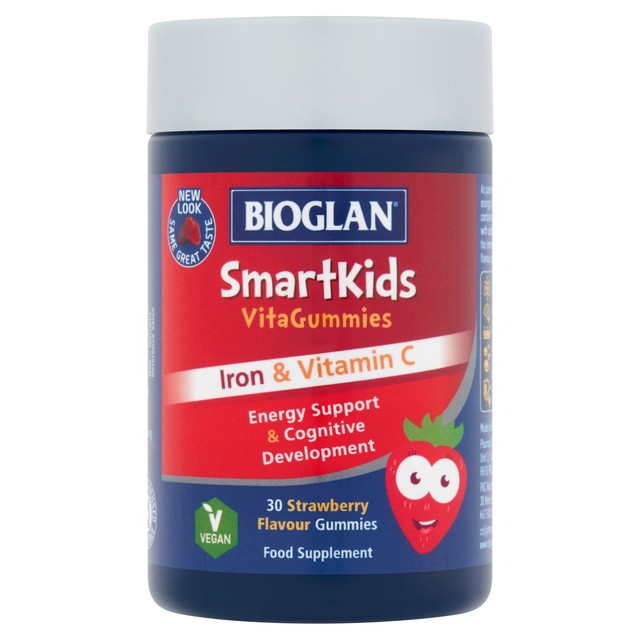Bioglan SmartKids iron gummies strawberry flavour 30 pack - British product