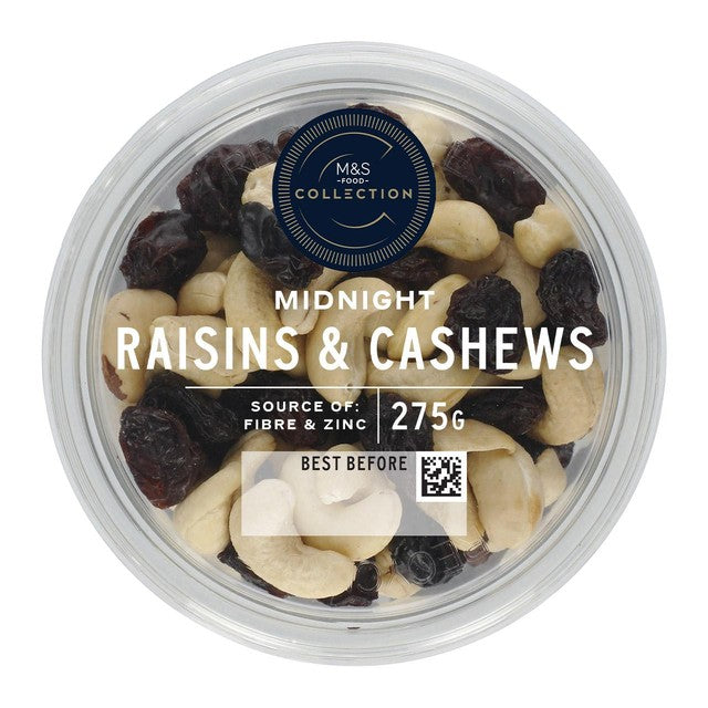 M&S Collection Midnight Raisins & Cashews 275g, imported from the UK