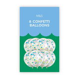 M&S Rainbow Confetti Balloons 8 Pack, imported from the UK