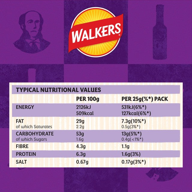Walkers Worcester sauce flavour crisps 6x25g (British brand)