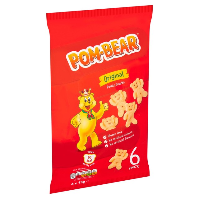 Pom-Bear Ready Salted Teddy Shaped Crisps Multipack 6 x 13g, imported from the UK