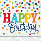 Unique Party rainbow polka dot happy birthday napkins 16 pack, UK version