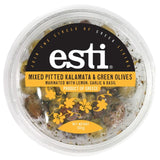 ESTI Greek mixed olives with lemon and garlic 150g, imported from the UK