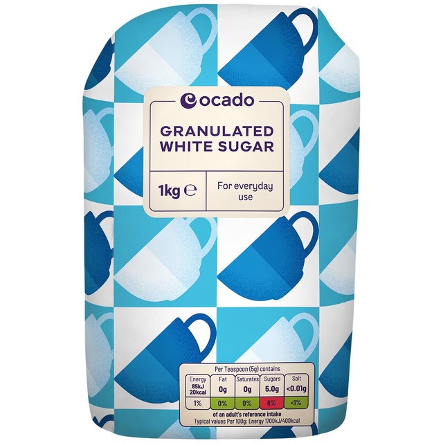 Ocado granulated white sugar 1kg, imported from the UK