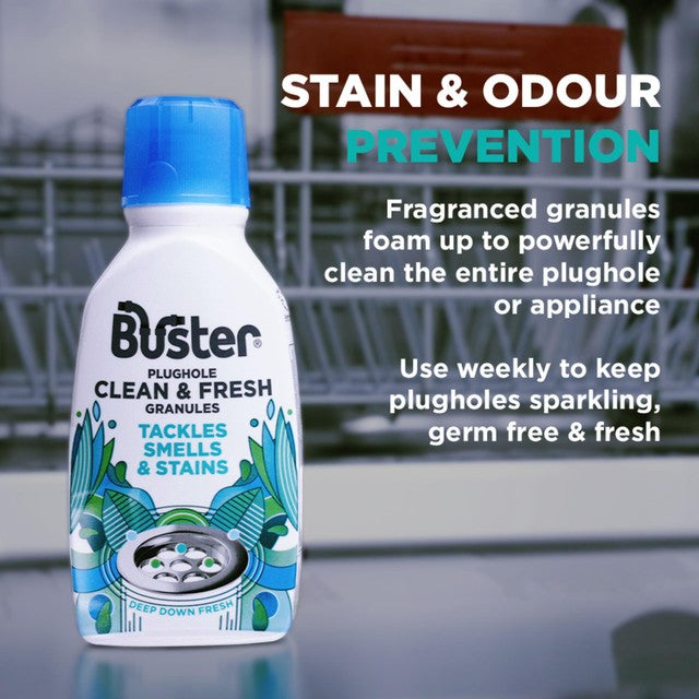 Buster plughole sanitiser foaming granules 300g - British product