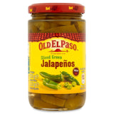 Old El Paso sliced green jalapeños 215g, imported from the UK