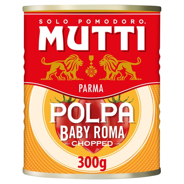 Mutti baby plum chopped tomatoes 300g, imported from the UK
