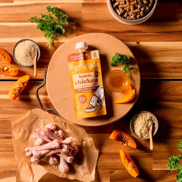Forthglade chicken bone broth topper for dogs, UK brand