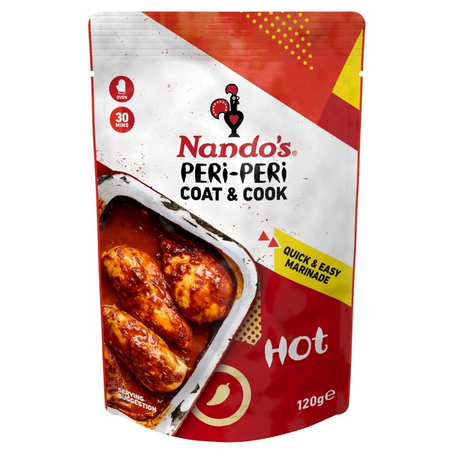 Nando's Hot Peri Peri Marinade 120g, imported from the UK
