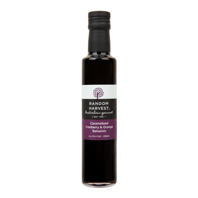 Random Harvest caramelised cranberry and orange balsamic vinegar 250ml, imported from the UK