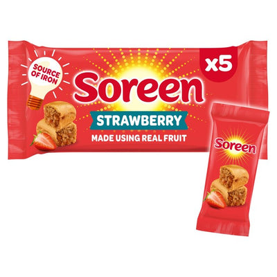 M&S Soreen Strawberry Lunchbox Loaves Malt Loaf Snackbarer 5x30g - Kjøp på nett hos McGrocer
