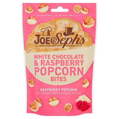 M&S Joe & Seph's White Chocolate Raspberry Popcorn Bites 63g- Buy online at McGrocer