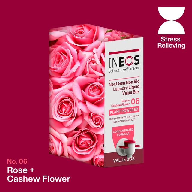 INEOS non-bio laundry liquid with rose and cashew flower fragrance 3L, UK version