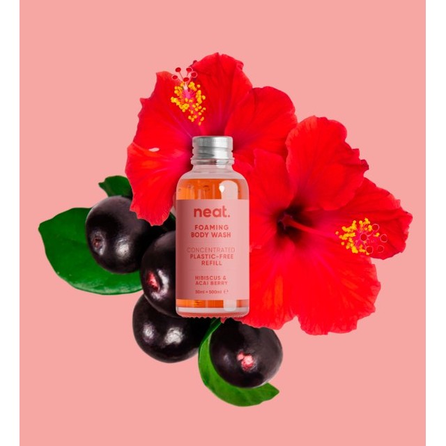 Neat body wash refill hibiscus and acai berry 50ml, imported from the UK
