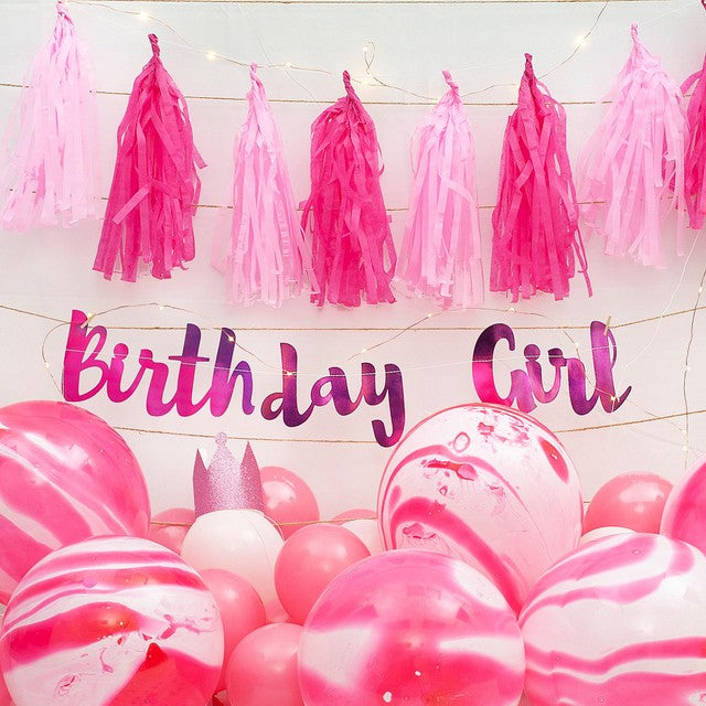 On The Wall pink birthday party decorations pack, imported from the UK