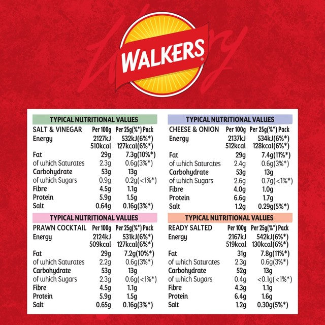 Walkers Classic Variety crisps multipack with 12 packs (British brand)