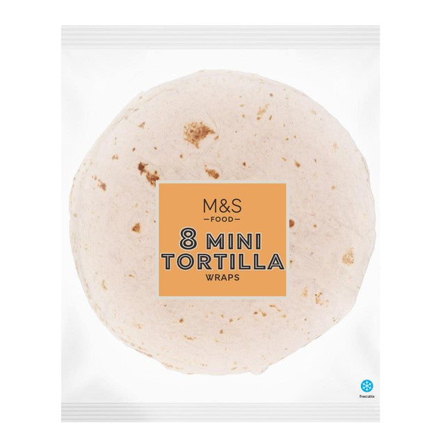 M&S mini white tortilla wraps 8 x 33g, imported from the UK