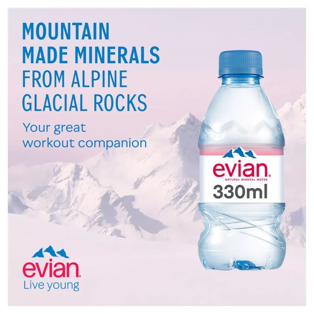 Evian still mineral water multipack 12 x 330ml - British product