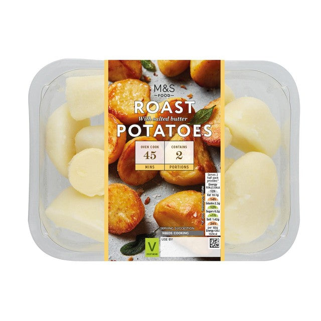 M&S roasting potatoes basted in butter 450g, imported from the UK
