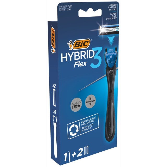 BIC Hybrid 3 Flex men's refillable shaver kit - British product
