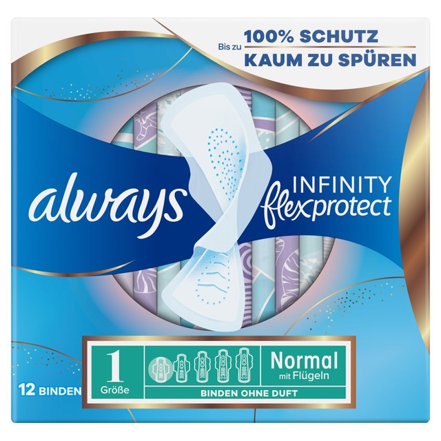 Always Infinity FlexProtect sanitary towels normal size 1 with wings - British product