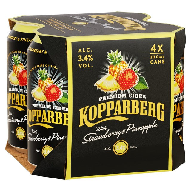 Kopparberg Strawberry & Pineapple cider 4 x 330ml cans, UK version