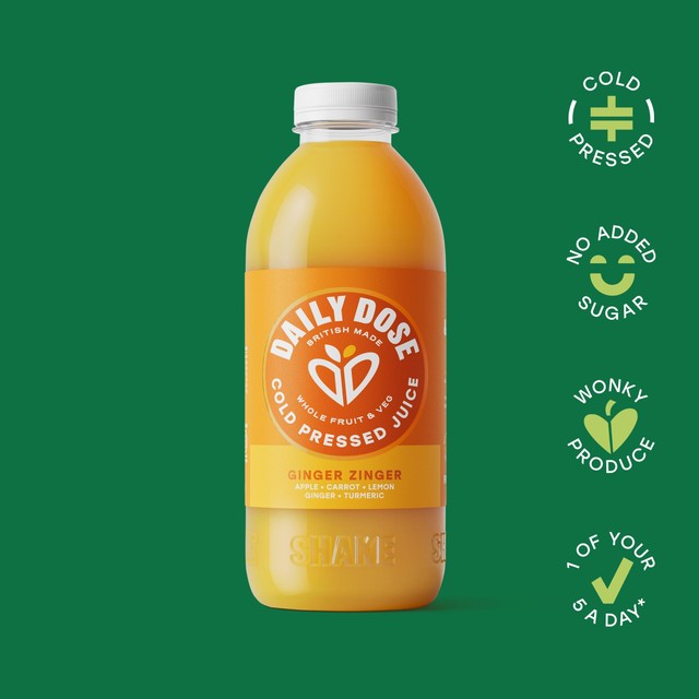Daily Dose Ginger Zinger cold pressed juice, imported from the UK