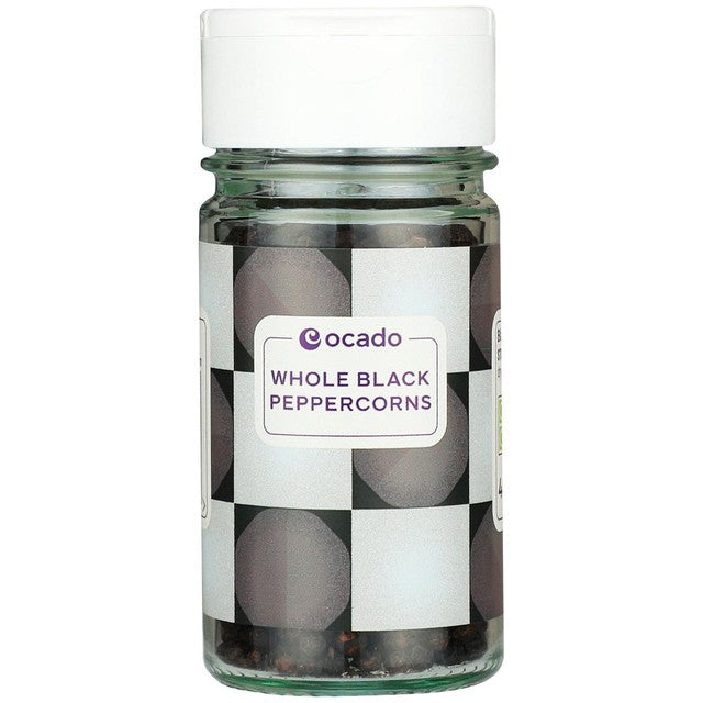 Ocado whole black pepper corns 45g, imported from the UK