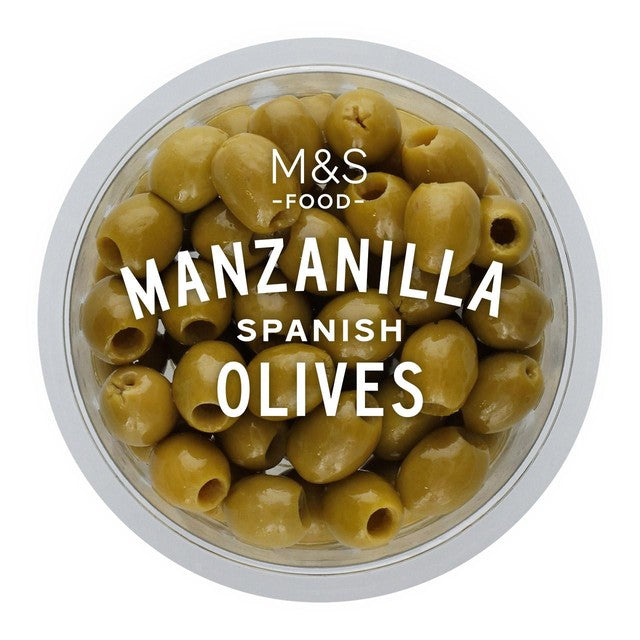 M&S Spanish Pitted Mild Manzanilla olives 157g, imported from the UK