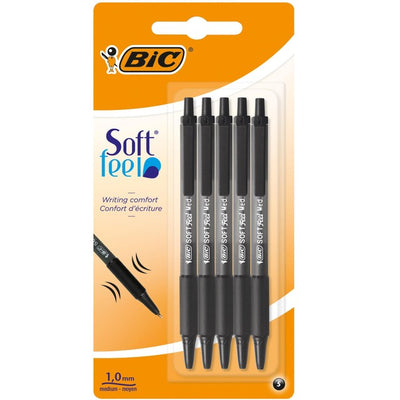 M&S BIC Soft Feel Retractable Ballpoint Pens Black Pack of 5- Buy online at McGrocer