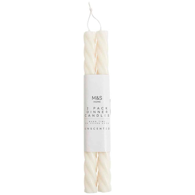 M&S Collection dinner candles white set of 2, imported from the UK