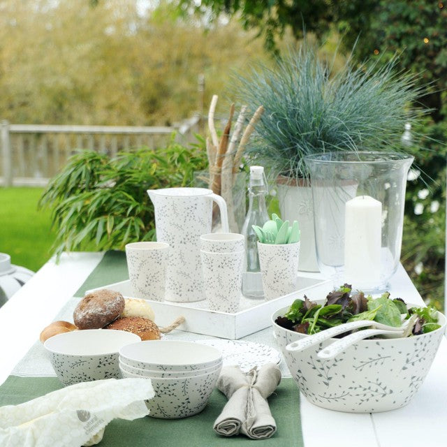Natural Elements recycled plastic salad servers with leafy pattern - British product