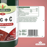 Natures Aid Zinc C peppermint supplement lozenges, imported from the UK