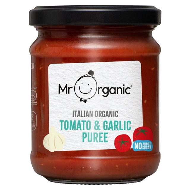 Mr Organic tomato and garlic puree 200g, imported from the UK