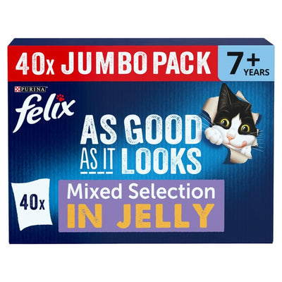 M&S Felix As Good As It Looks Senior 7+ Mixed in Jelly Cat Food Pouches 40 x 85g- Buy online at McGrocer