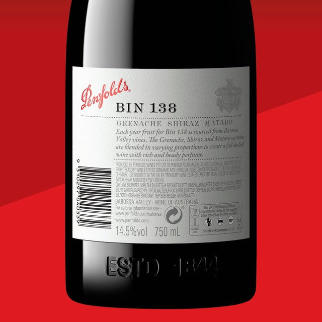 Penfolds BIN 138 Shiraz blend 75cl, imported from the UK