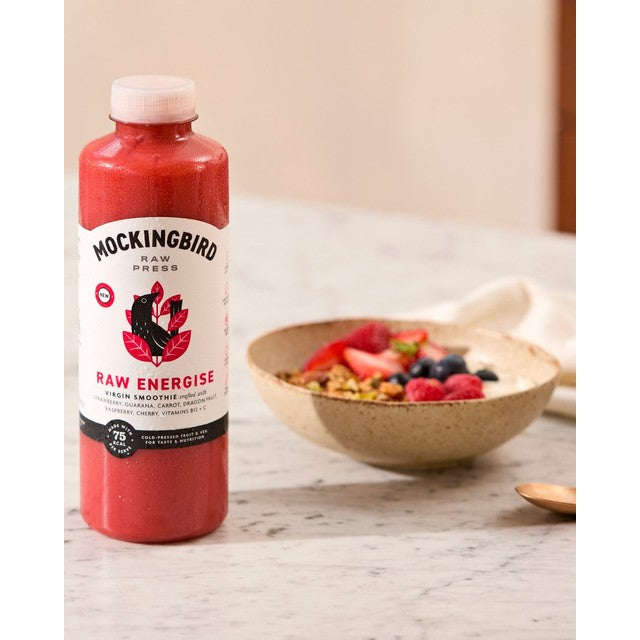 Mockingbird Raw Energise smoothie 750ml, imported from the UK