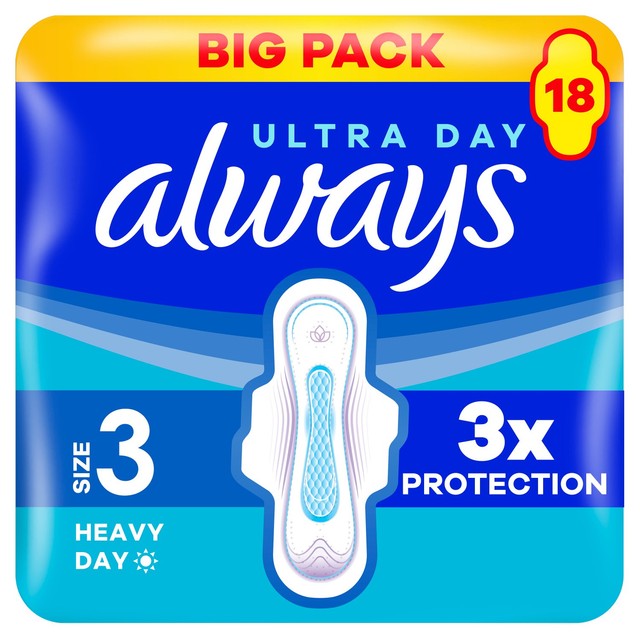 Always Ultra Sanitary Towels Size 3 Wings 18 Pack - British product
