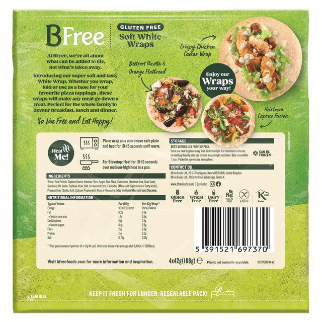 BFree soft white gluten free wraps 4 pack - British product