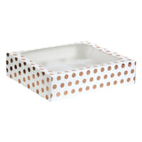 Anniversary House rose gold foil polka dots cupcake box for 12 cupcakes, imported from the UK