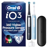 M&S Oral-B iO3 Black & Blue Electric Toothbrush Duo Pack with Travel Case- Buy online at McGrocer