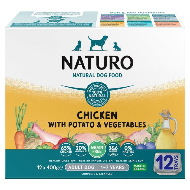 Naturo grain free dog food chicken and potato 12x400g, imported from the UK