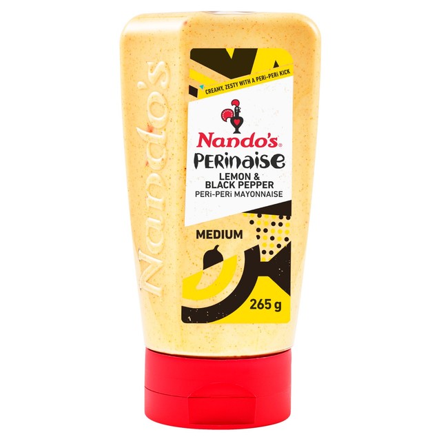 Nando's PERinaise Lemon & Black Pepper flavoured mayonnaise 265g, imported from the UK
