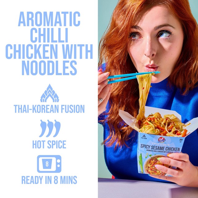 Kitchen Joy Spicy Sesame Chicken frozen noodle meal 320g, UK version