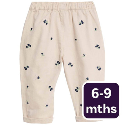 M&S Blomstrete Broderte Kremfargede Babyjeans 6-9 Måneder