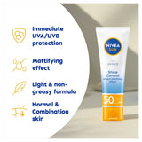 Nivea SPF 50 face sun cream shine control 50ml, imported from the UK